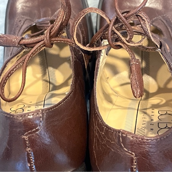 BCBG Lace-Up Baby Doll Block Heel Mary Jane Pumps in Rich Brown 7 1/2 - Picture 15 of 15